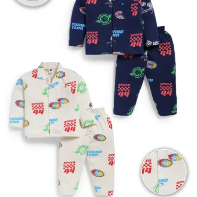 3564-blue-14-16-18-20-22-24-26-28-30-32-34-36 Teddy Boys BFNS-3564 Blue Printed Cotton Night Suit