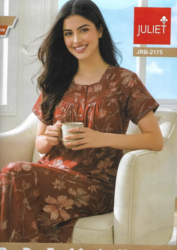 JRB-2175-XL-MR-1349 Juliet JRB-2175 Floral Nightdress - Maroon