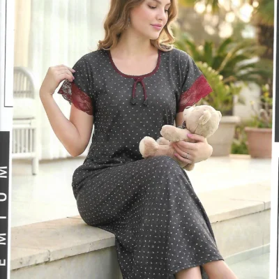 LA-42961B-XL-GR-880 Love Angel 42961B Printed Nightdress - Grey