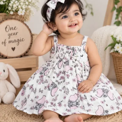 Muslin Cotton Frock Elephant Boon Kids – Muslin Cotton Frock Elephant