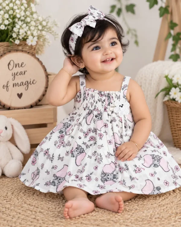 Boon Kids – Muslin Cotton Frock Elephant