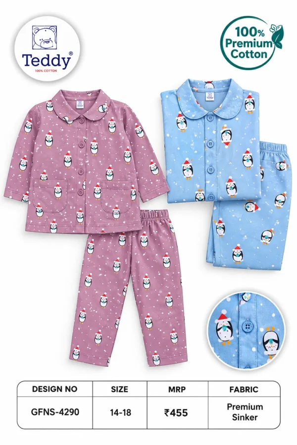 4290-blue-14-16-18 Teddy Girls Night Suit – Design 4290