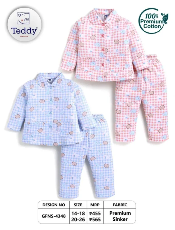 4348-pink-14-16-18 Teddy Girls Night Suit – Design 4348